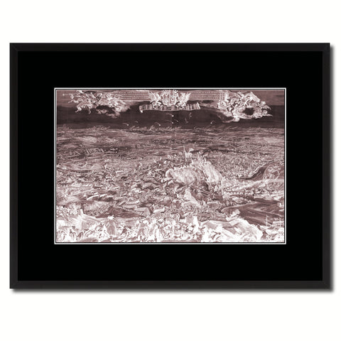 Mountain Fortress Vintage Vivid Sepia Map Canvas Print, Picture Frames Home Decor Wall Art Decoration Gifts