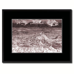 Mountain Fortress Vintage Vivid Sepia Map Canvas Print, Picture Frames Home Decor Wall Art Decoration Gifts
