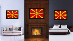 Macedonia Country Flag Vintage Canvas Print with Black Picture Frame Home Decor Gifts Wall Art Decoration Artwork