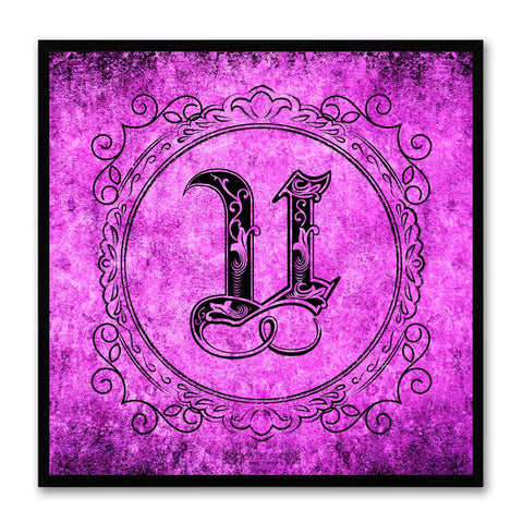 Alphabet U Purple Canvas Print Black Frame Kids Bedroom Wall Décor Home Art