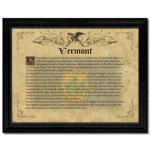 Vermont Vintage History Flag Canvas Print, Picture Frame Gift Ideas Home Décor Wall Art Decoration