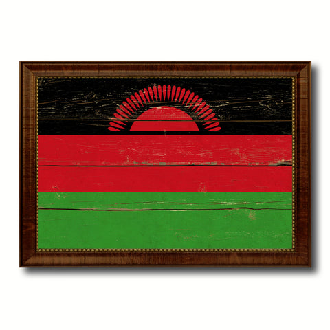 Malawi Country Flag Vintage Canvas Print with Brown Picture Frame Home Decor Gifts Wall Art Decoration Artwork