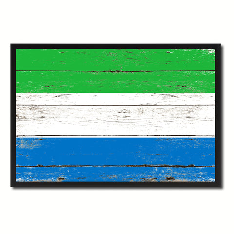 Sierra Leone Country National Flag Vintage Canvas Print with Picture Frame Home Decor Wall Art Collection Gift Ideas
