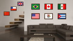 Illinois State Flag Canvas Print with Custom Brown Picture Frame Home Decor Wall Art Decoration Gifts