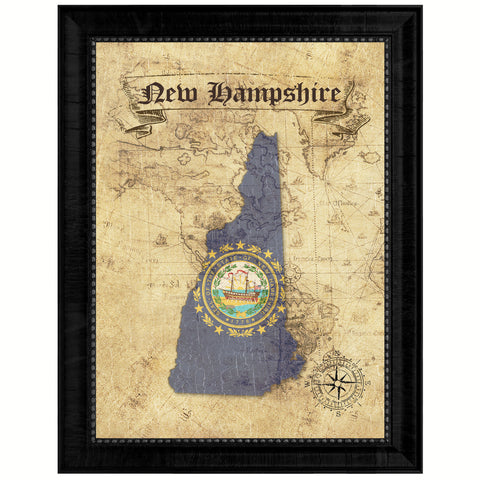 New Hampshire State Vintage Map Gifts Home Decor Wall Art Office Decoration