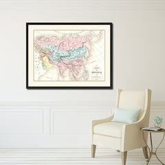 Mongolian Empire Asia Vintage Antique Map Wall Art Home Decor Gift Ideas Canvas Print Custom Picture Frame