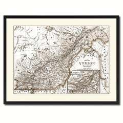 Quebec Montreal Vintage Sepia Map Canvas Print, Picture Frame Gifts Home Decor Wall Art Decoration