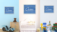 Owen Name Plate White Wash Wood Frame Canvas Print Boutique Cottage Decor Shabby Chic
