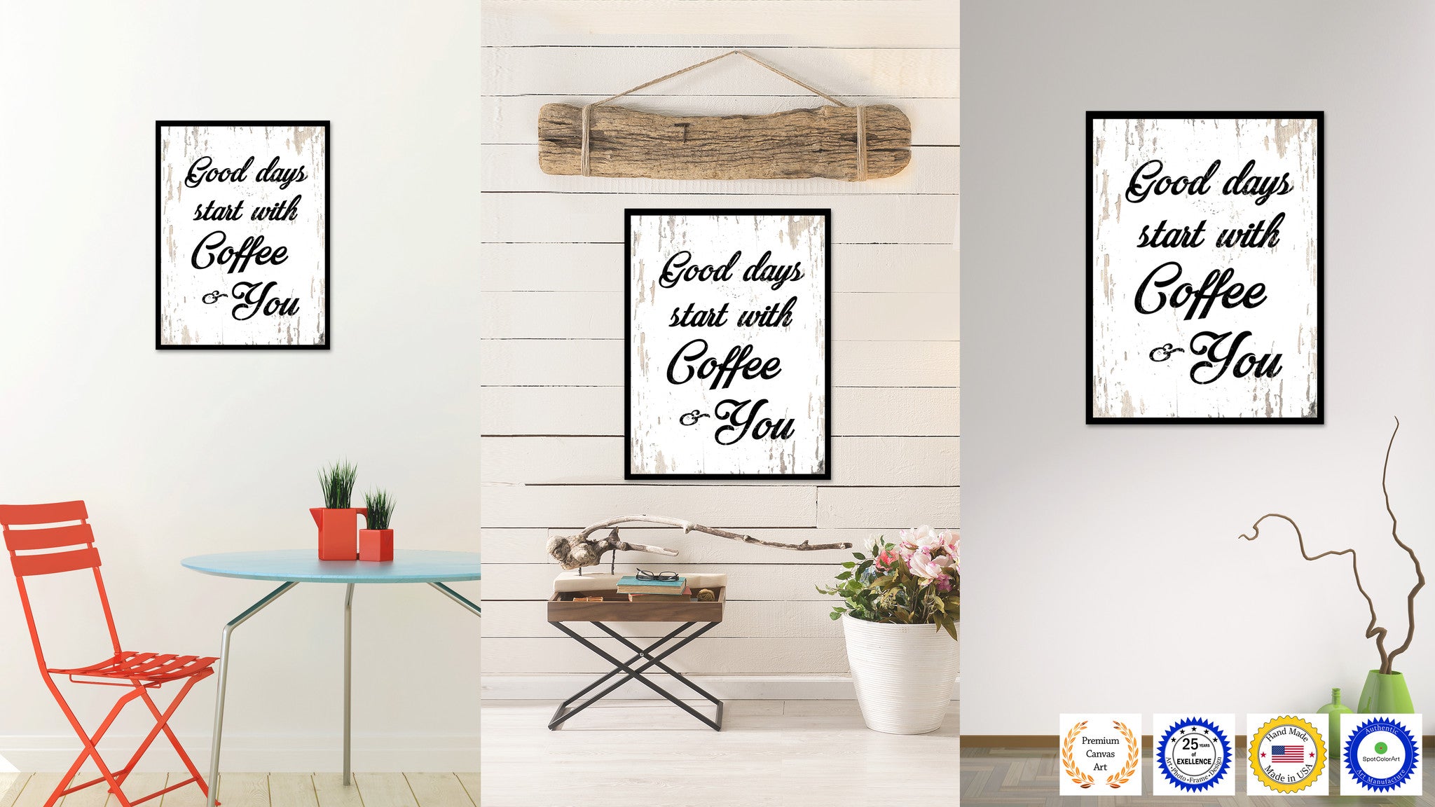 Good Days Start With Coffee & You Quote Saying Canvas Print with Picture Frame