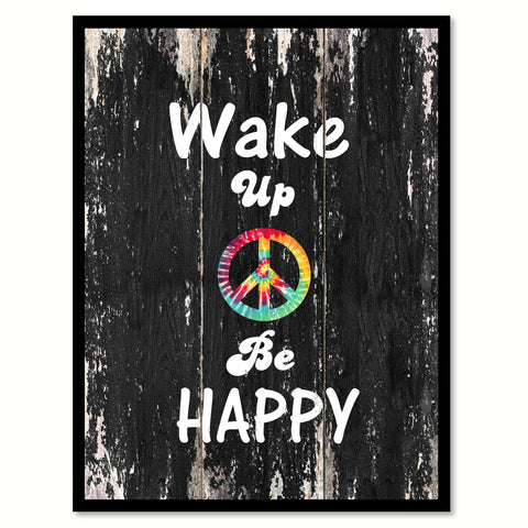 Wake up be happy 2 Quote Saying Canvas Print with Picture Frame Home Decor Wall Art