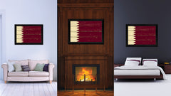 Qatar Country Flag Vintage Canvas Print with Black Picture Frame Home Decor Gifts Wall Art Decoration Artwork