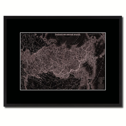 Russia Siberia Vintage Vivid Sepia Map Canvas Print, Picture Frames Home Decor Wall Art Decoration Gifts
