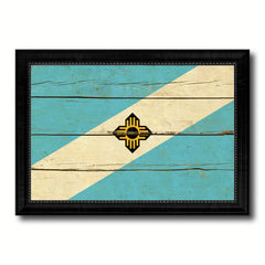 Madison City Wisconsin State Vintage Flag Canvas Print Black Picture Frame