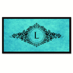 Alphabet Letter L Auqa Canvas Print, Black Custom Frame