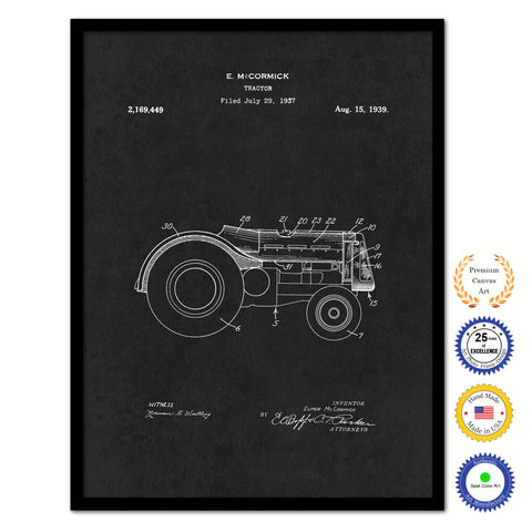 1939 Tractor Old Patent Art Print on Canvas Custom Framed Vintage Home Decor Wall Decoration Great for Gifts