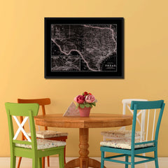 Texas Vintage Vivid Sepia Map Canvas Print, Picture Frames Home Decor Wall Art Decoration Gifts