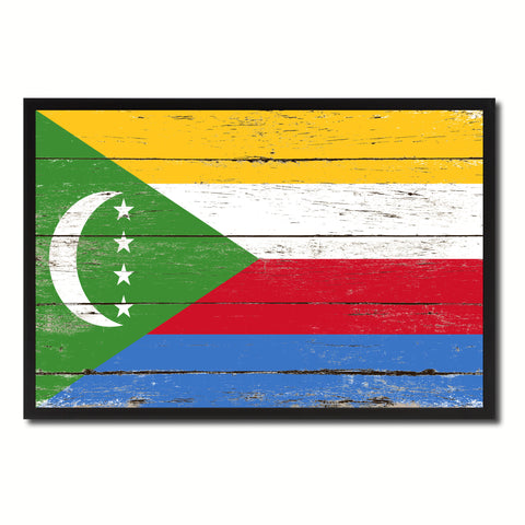 Comoros Country National Flag Vintage Canvas Print with Picture Frame Home Decor Wall Art Collection Gift Ideas