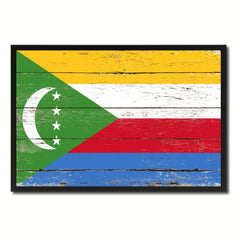 Comoros Country National Flag Vintage Canvas Print with Picture Frame Home Decor Wall Art Collection Gift Ideas