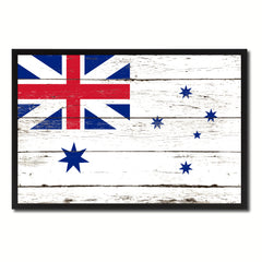 Australian White Ensign City Australia Country Flag Vintage Canvas Print with Black Picture Frame Home Decor Wall Art Collectible Decoration Artwork Gifts