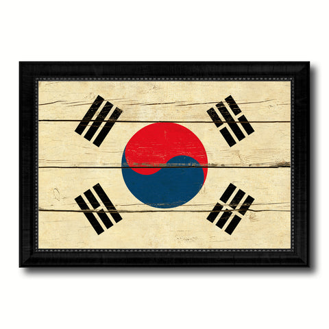 Korea Country Flag Vintage Canvas Print with Black Picture Frame Home Decor Gifts Wall Art Decoration Artwork