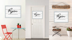 Ryan Name Plate White Wash Wood Frame Canvas Print Boutique Cottage Decor Shabby Chic