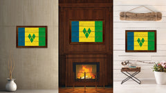 Saint Vincent & the Grenadines Country Flag Vintage Canvas Print with Brown Picture Frame Home Decor Gifts Wall Art Decoration Artwork