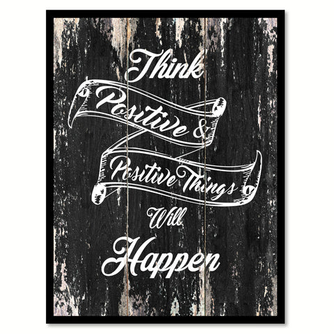 Think positive & positive things will happen Motivational Quote Saying Canvas Print with Picture Frame Home Decor Wall Art