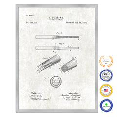 1895 Baseball Bat Old Patent Art Print on Canvas Custom Framed Vintage Home Decor Wall Decoration Great for Gifts