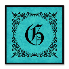 Alphabet G Aqua Canvas Print Black Frame Kids Bedroom Wall Décor Home Art