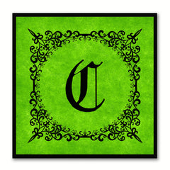 Alphabet C Green Canvas Print Black Frame Kids Bedroom Wall Décor Home Art