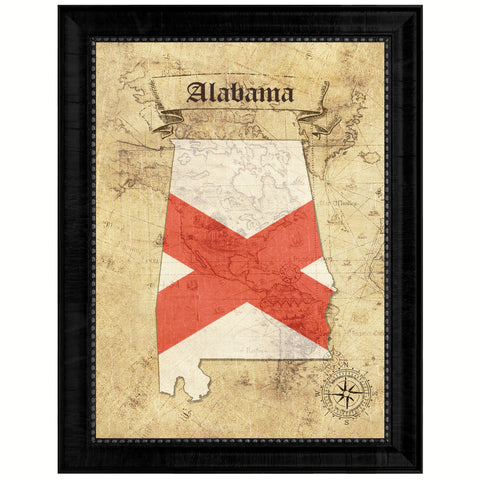 Alabama State Vintage Map Gifts Home Decor Wall Art Office Decoration