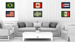 Portland City Oregon State Texture Flag Canvas Print Black Picture Frame