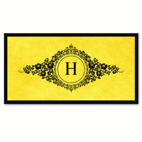 Alphabet Letter H Yellow Canvas Print, Black Custom Frame