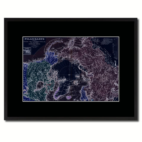 North Pole Stieler Vintage Vivid Color Map Canvas Print, Picture Frame Home Decor Wall Art Office Decoration Gift Ideas