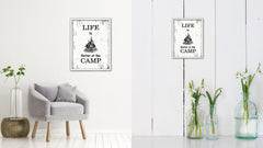 Life Is Better At The Camp Vintage Saying Gifts Home Decor Wall Art Canvas Print with Custom Picture Frame