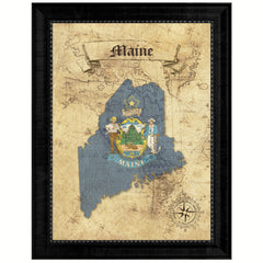 Maine State Vintage Map Gifts Home Decor Wall Art Office Decoration