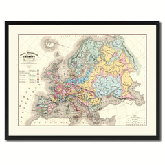 Europe Geological Vintage Antique Map Wall Art Home Decor Gift Ideas Canvas Print Custom Picture Frame