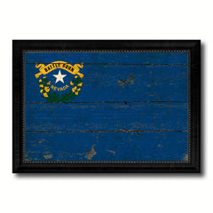 Nevada State Vintage Flag Canvas Print with Black Picture Frame Home Decor Man Cave Wall Art Collectible Decoration Artwork Gifts