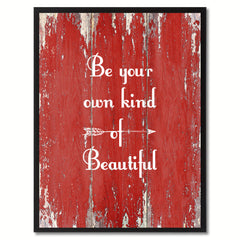 Be Your Own Kind Of Beautiful Saying Motivation Quote Canvas Print, Black Picture Frame Home Decor Wall Art Gifts