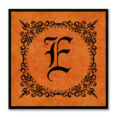 Alphabet E Orange Canvas Print Black Frame Kids Bedroom Wall Décor Home Art