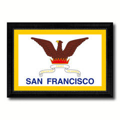 San Francisco City San Francisco State Flag Canvas Print Black Picture Frame