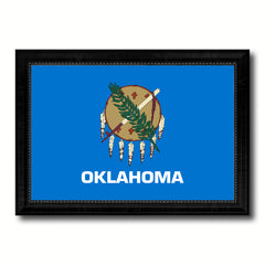Oklahoma State Flag Canvas Print with Custom Black Picture Frame Home Decor Wall Art Decoration Gifts
