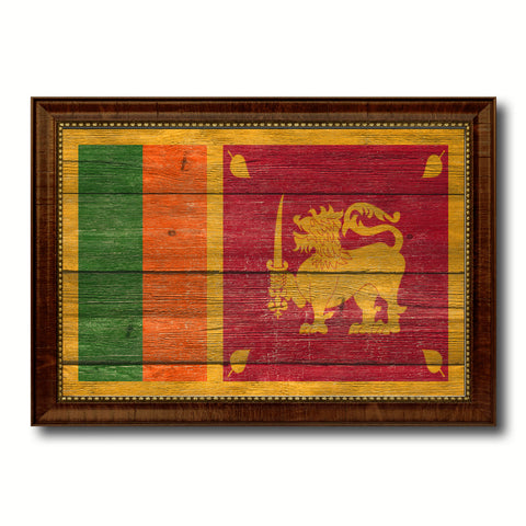 Sri Langka Country Flag Texture Canvas Print with Brown Custom Picture Frame Home Decor Gift Ideas Wall Art Decoration