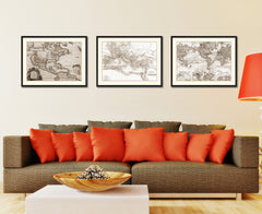 Constantine Empire Vintage Sepia Map Canvas Print, Picture Frame Gifts Home Decor Wall Art Decoration