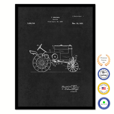 1931 Tractor Old Patent Art Print on Canvas Custom Framed Vintage Home Decor Wall Decoration Great for Gifts