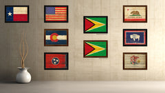 Guyana Country Flag Vintage Canvas Print with Black Picture Frame Home Decor Gifts Wall Art Decoration Artwork