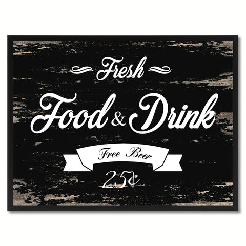 Fresh Food & Drink Vintage Sign Black Canvas Print Home Decor Wall Art Gifts Picture Frames