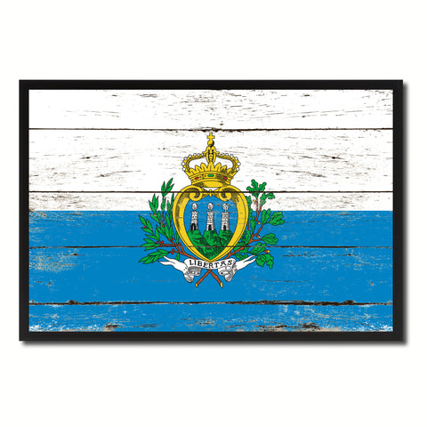 San Marino Country National Flag Vintage Canvas Print with Picture Frame Home Decor Wall Art Collection Gift Ideas