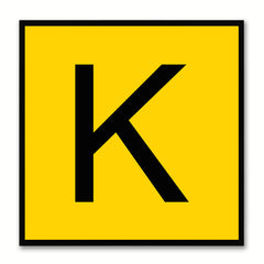 Alphabet K Yellow Canvas Print Black Frame Kids Bedroom Wall Décor Home Art