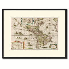 America Vintage Antique Map Wall Art Home Decor Gift Ideas Canvas Print Custom Picture Frame